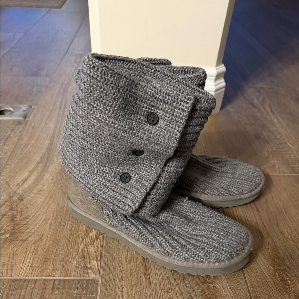 UGG Gray Knit Button Boots